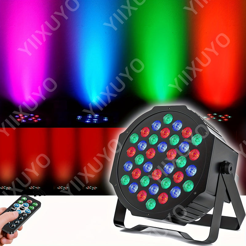 Luz escénica LED RGB YIIXUYO con 36 LED, control remoto y DMX, activación por sonido, modo automático, para bodas, cumpleaños, Navidad, shows musicales y fiestas, luz par LED brillante con cambio de color y efecto estroboscópico