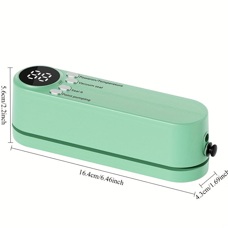 Sellador de vacío automático compacto con 10 bolsas - Recargable por USB, batería de litio, función de succión y inflado externo, ideal para cocina y pícnic al aire libre, conserva alimentos durante horas, sellador de vacío para cocina | Diseño compacto