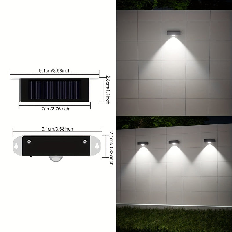 Luces solares para cercas, 4 piezas, luces solares exteriores, iluminación solar para cercas, ideal para jardín, patio, muro, terraza y escaleras [Blanco cálido
