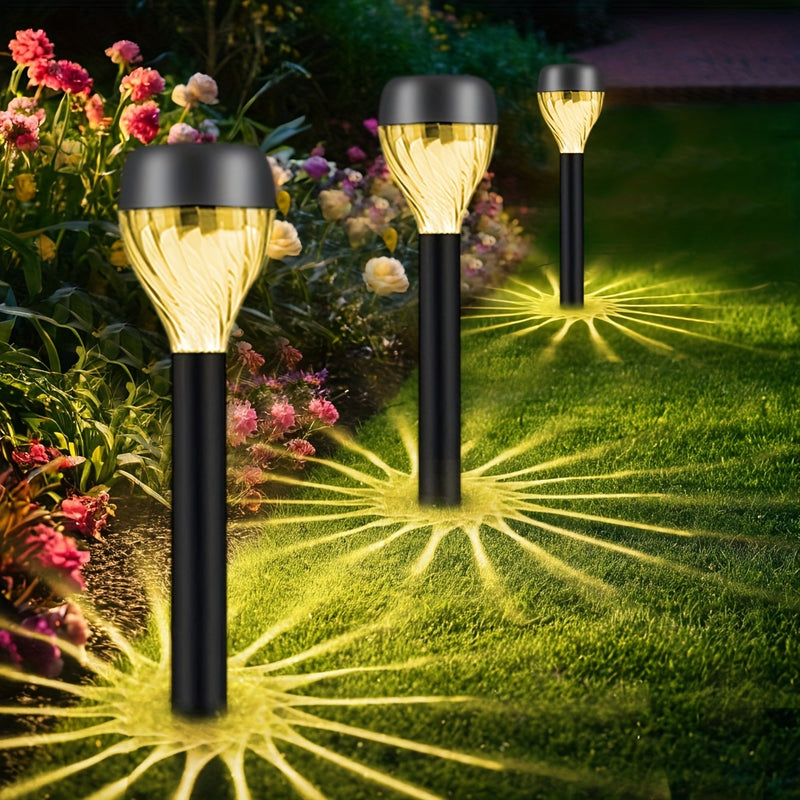 12 piezas de luces solares para exteriores, luces de jardín y paisajismo, luces de sendero LED de luz cálida/blanca, luces de sombra, luces de jardín, adecuadas para caminos, aceras, patios, jardines, parques.