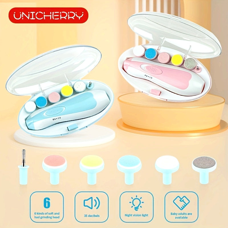 Kit de Cortaúñas Eléctrico 6 en 1 para Adolescentes, Rosa y Azul - Incluye Luz LED, 6 Alisadores y Lima, Seguro y Fácil de Usar desde Jóvenes hasta Adultos - Ideal para Manicura y Pedicura, Accesorios para Uñas