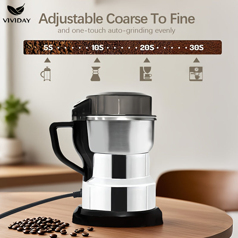 Estándar estadounidense, molinillo eléctrico de acero inoxidable con 8 cuchillas para café, granos y frutos secos