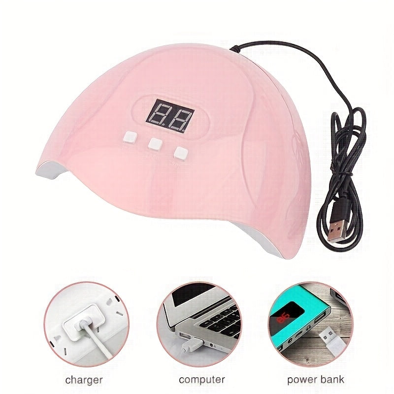 54W 18 Piezas Lámpara de Uñas Rosa Inteligente con Inducción, Luz para Curado de Esmalte y Función de Temporizador, Compatible con Diferentes Máquinas de Pegamento para Uñas
