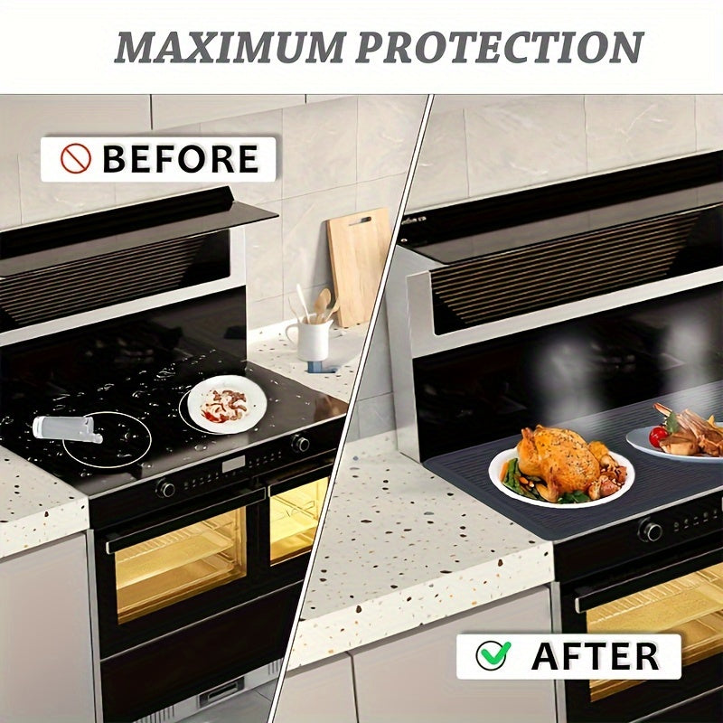 1pc Cubierta de Estufa Premium de Silicona - Resistente al Calor hasta 500°F, Diseño Antideslizante en y Gris para Cocinas Eléctricas/Vidrio, Protector Multiusos y Secador de Utensilios, Prevención de Arañazos/Datos, Accesorio Elegante para Cocina, Durad