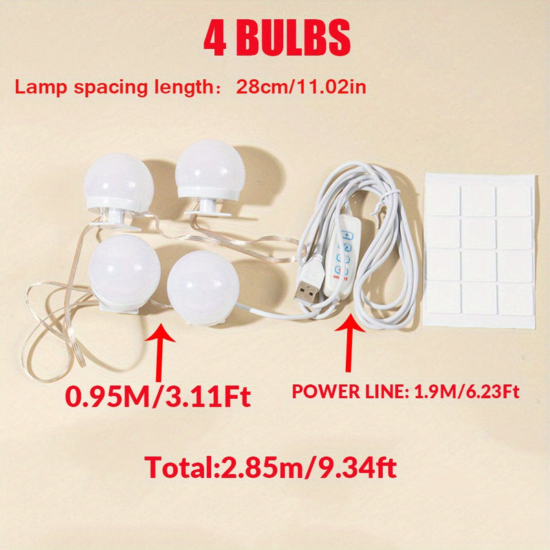 1 pieza Luz de Maquillaje Delantera Regulable en Tres Colores con 4/6/8/10/12/14 Luces, Modelo USB para Espejo de Maquillaje, Luz Rellena de Espejo, Lámpara de Belleza Ajustable en Brillo