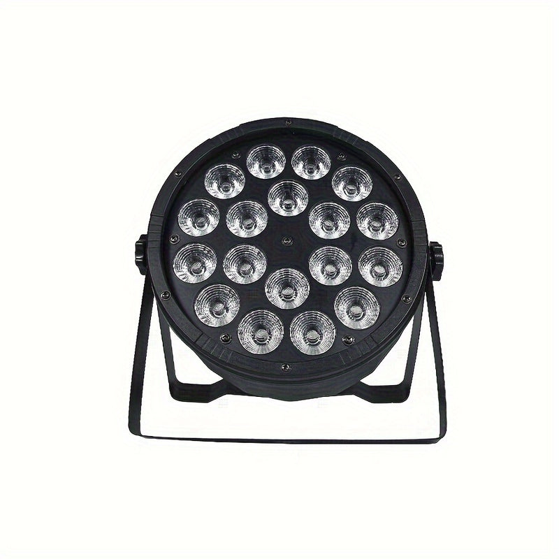 Luz LED Profesional de Escenario, 18x12W 4-en-1 RGBW Luz LED Profesional de Escenario con Control DMX, Diseño Flat Par, Soportes y Enchufe de Energía para DJs, Bodas y Fiestas