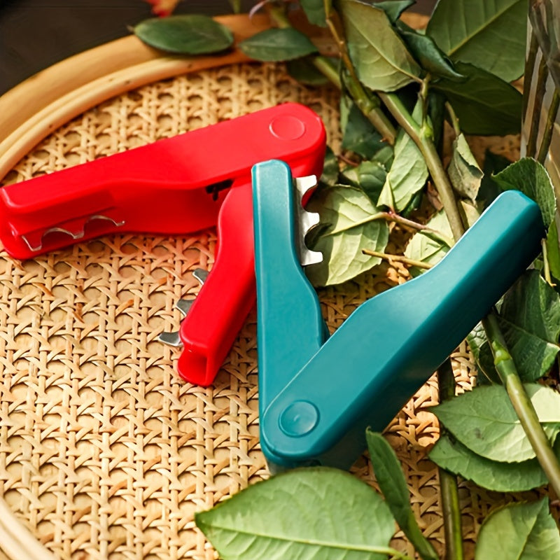 Desbarbador Manual de Espinas y Tallos para Rosas - Mango Azul Ergonómico con Cuchillas de Precisión para Arreglos Florales, Jardinería y Manipulación de Rosas - Herramienta Duradera para el Hogar, Accesorio de Jardín, Fácil Agarre, Construcción Robusta,