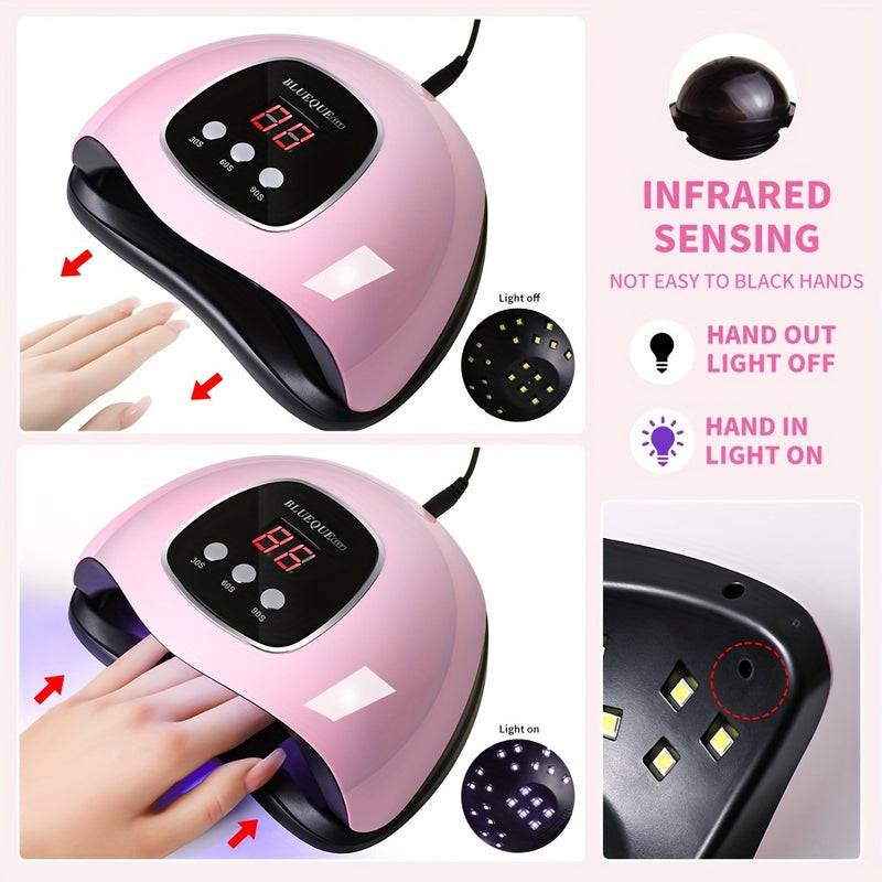 36LED Lámpara Secadora de Uñas para Esmalte, Luz Manicura con Cable USB, Kit Profesional para Gel y Pedi en Rosa Blanco, Herramienta de Salón para Todo Tipo de Uñas