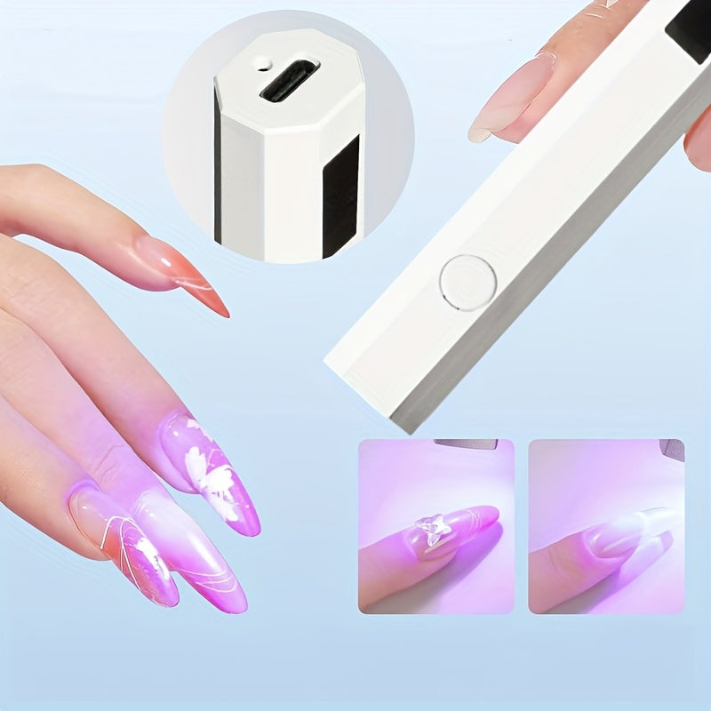 Lámpara de uñas portátil FEIYBA - Recargable por USB, activación de luz con un solo clic, diseño compacto para esmalte de uñas de secado rápido, fuente de luz segura, ideal para manicuras y pedicuras, lámpara de uñas para uñas, herramienta de manicura, h