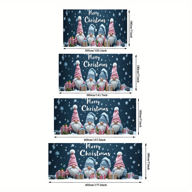 2D Banner de Puerta, 1 Pieza, Banner de Puerta de Noche de Navidad Festiva - Poliéster, Escena de Papá Noel con Nieve, Gnomos y Regalos, Perfecto para Decoraciones Navideñas, Bodas y Celebraciones al Aire Libre, Decoraciones Navideñas