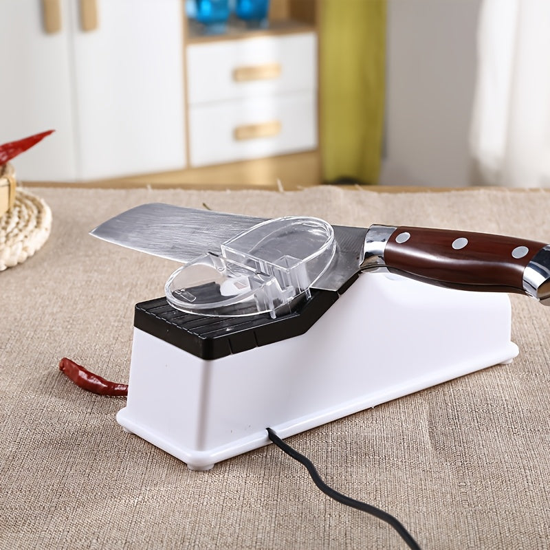 Afilador Eléctrico Compacto con Alimentación USB para Cocina Doméstica - Automático, Portátil para Cuchillos y Tijeras, Cuerpo de ABS Duradero, Seguro y Fácil de Usar con Indicador de Energía Visual