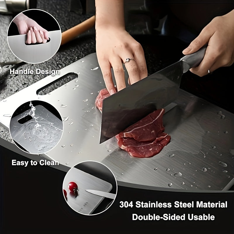 Tabla de Cortar de Acero Inoxidable de Doble Cara de Alta Gama, Fácil de Limpiar y Almacenar, Ideal para Uso en Hogares y Restaurantes
