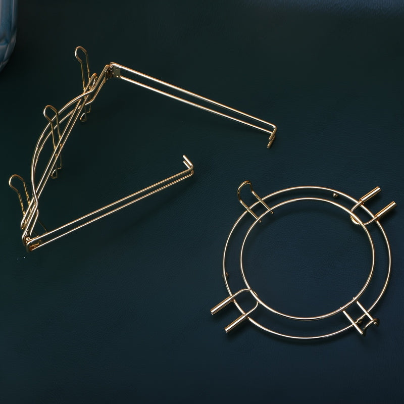 1 soporte plegable elegante de metal dorado para tazas y platillos, capacidad para 6 tazas de té florales, ideal para mostrador de cocina o sala de estar
