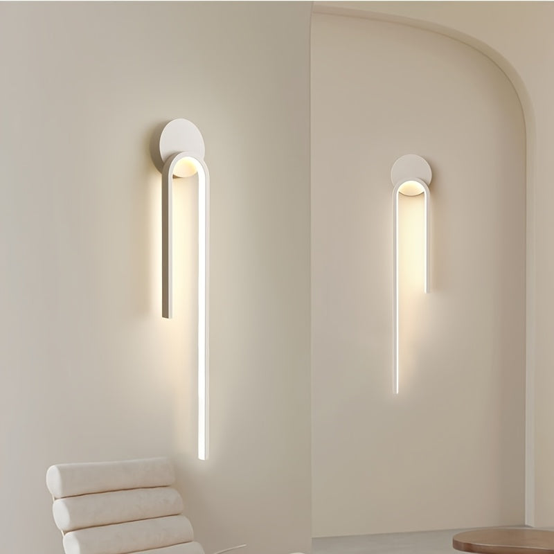 2 piezas de Lámpara LED Blanca Simple para Pared, Artesanía en Metal Pulido, Accesorios de Iluminación Semi-empotrados, Adecuado para Sala de Estar, Comedor, Tocador, Dormitorio