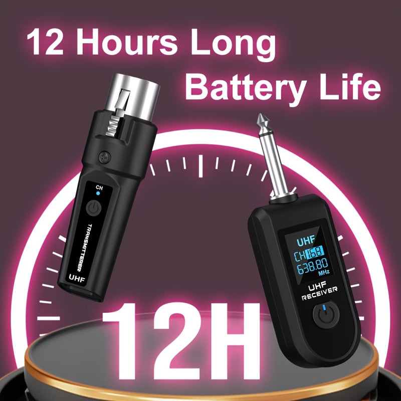 Transmisor y receptor sin varillas con adaptador UHF XLR, carga USB-C, compatible para micrófonos dinámicos y de condensador en producción musical, mezcladora de guitarra y sistemas PA