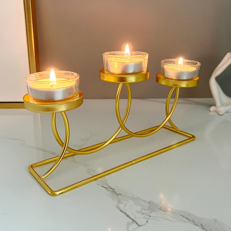 Portavelas Dorado de Múltiples Cabezas - Elegante Adorno de Mesa en Hierro con Acabado Pintura Horneada para Halloween, Navidad, Eid, Acción de Gracias - Sin Necesidad de Electricidad