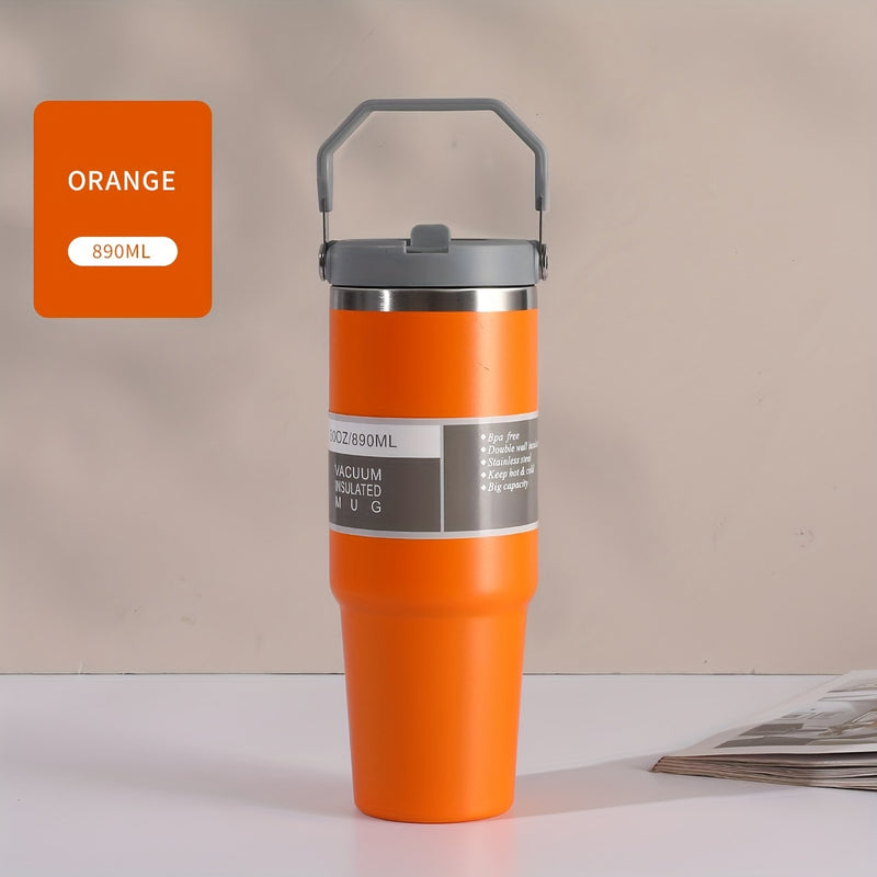 Taza aislada de vacío de acero inoxidable de 30 onzas con tapa - Rotativa, reutilizable, solo lavable a mano, ideal para deportes y uso familiar - Perfecta para Navidad, Día de San Valentín, Día de la Tierra, regalo.