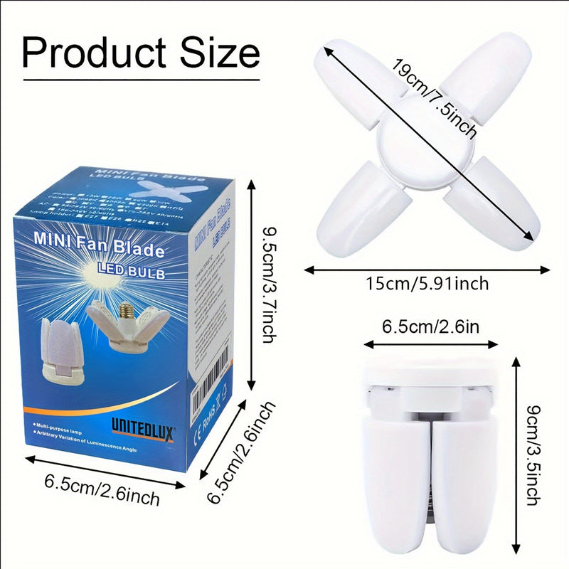 UNITEDLUX 28W LED Lámpara Colgante, E26/E27, 6500K Luz de Día, Diseño Plegable de 4 Hojas, Plafón Semiempotrado, con Pantalla de Plástico Desmontable, para Uso en Interiores, No Se Requieren Accesorios
