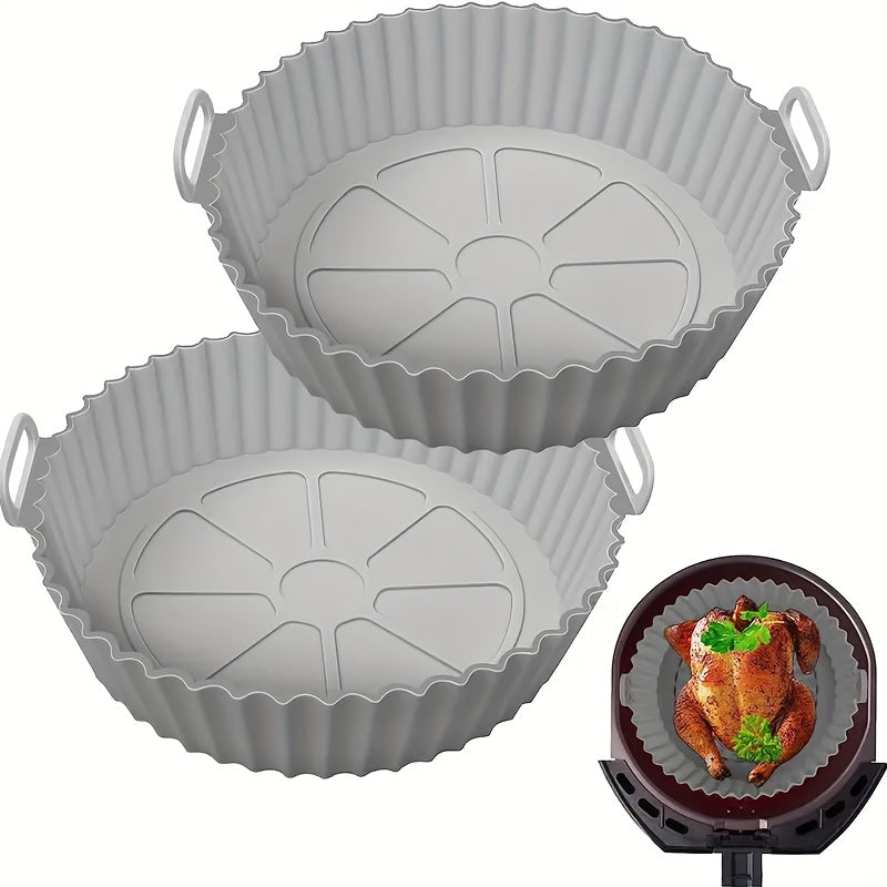 2 piezas de almohadillas para freidora de aire, fáciles de limpiar y anti-suciedad, reutilizables, accesorios para freidoras de silicona, accesorios de cocina, almohadillas desechables para contacto con alimentos