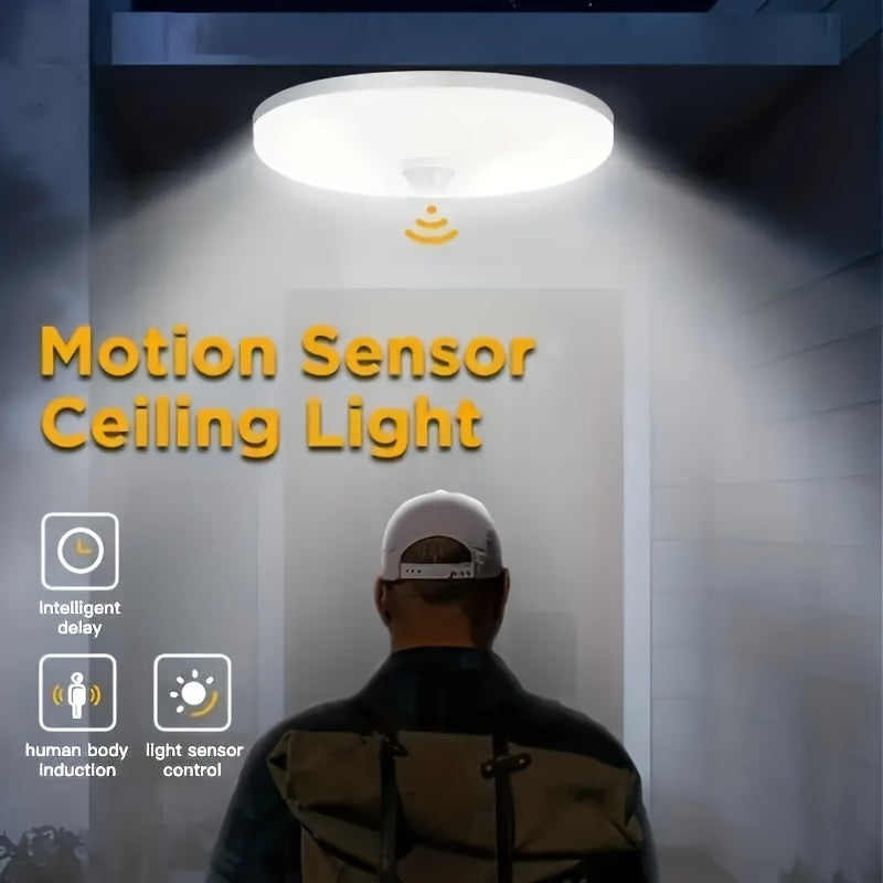 1 unidad de luz LED empotrada con sensor de movimiento, 6000K blanco cálido, activación nocturna automática para escaleras, clóset, garaje, sótano