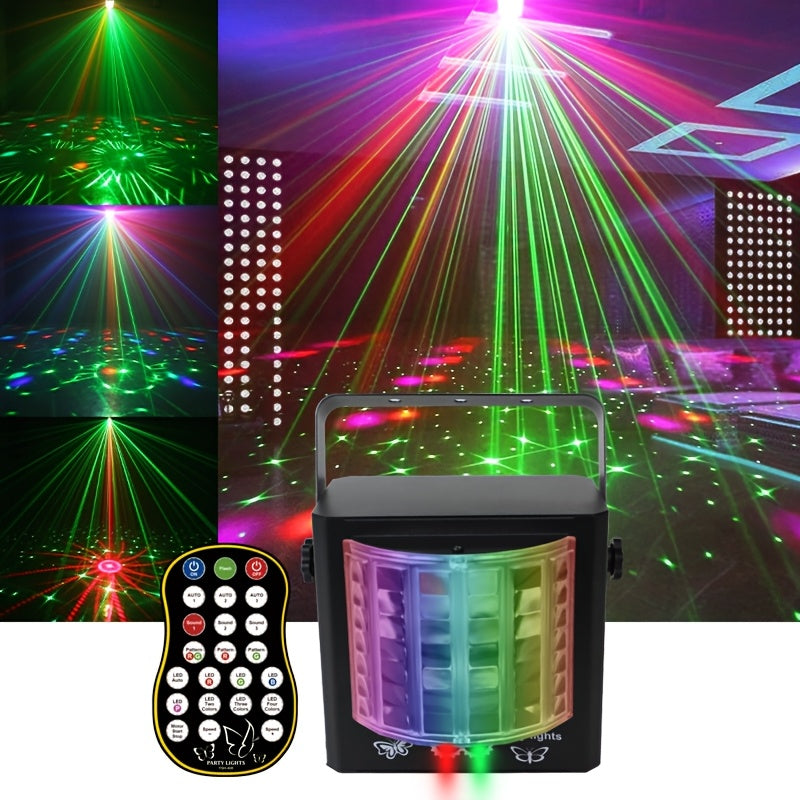 Luces disco LED con control de ritmo por sonido, luces láser para fiestas KTV con carcasa metálica, control remoto, ideales para habitaciones, salas y iluminación DJ interior, perfectas para decorar en días festivos