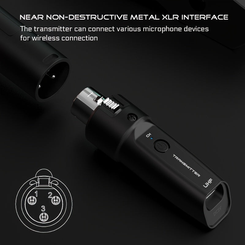 AMACEX K-11 Transmisor y receptor inalámbrico XLR, adaptador de micrófono XLR cableado a inalámbrico, adaptador XLR a 1/4", para micrófonos dinámicos/condensadores, interfaz de audio