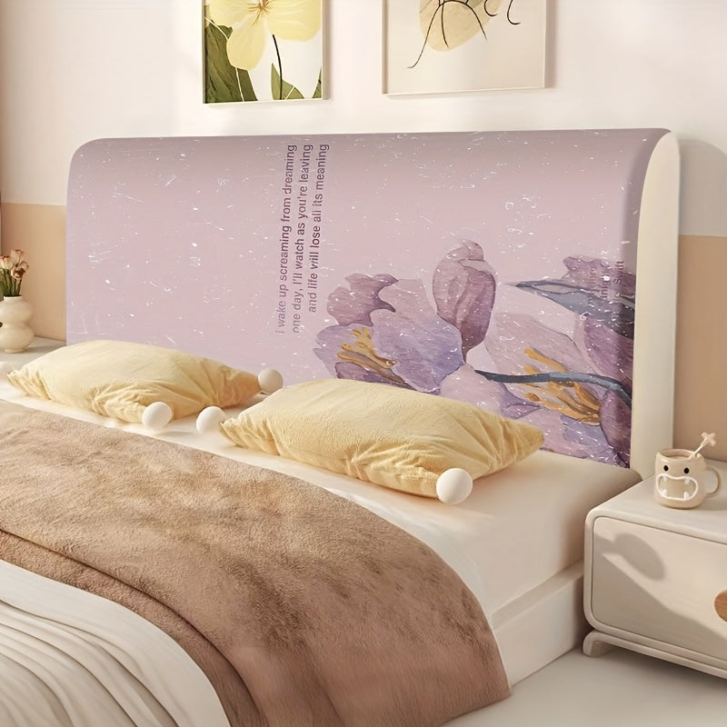 1 pieza de Funda para Cabecero de Poliéster Suave con Diseño Floral Elegante, Lavable a Máquina, Degradado de Rosa Claro a Beis, Perfecto para la Decoración del Dormitorio y Habitaciones de Hotel