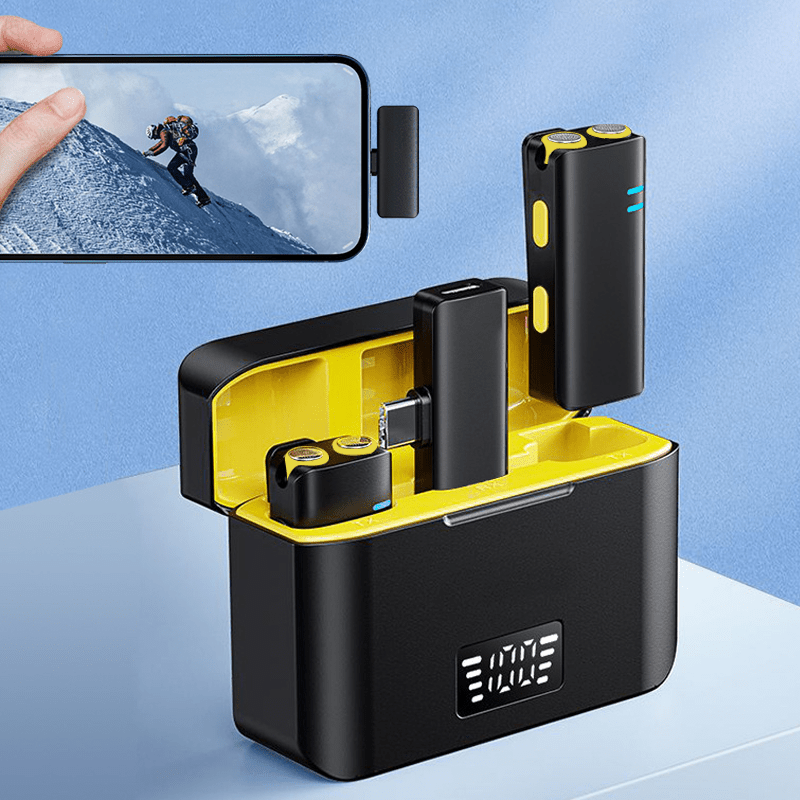 Microfono sin varillas Lavalier Plug and Play con Reducción Automática de Ruido y Estuche de Carga Integrado, Ideal para Grabaciones de Video, Podcasts y Entrevistas
