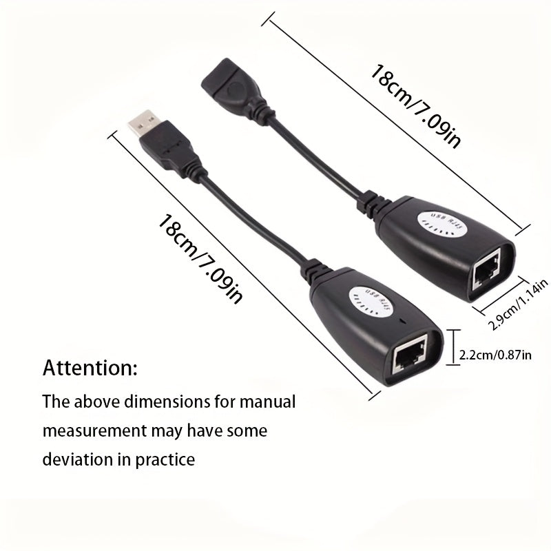 Adaptador de Extensión Ethernet Mini USB RJ45 de Alta Calidad, Extensor USB a RJ45 con Conector para Cable Cat5/Cat5e/Cat6/Cat7/Cat8, Soporta Longitudes Hasta 50m para Cables de Red Local