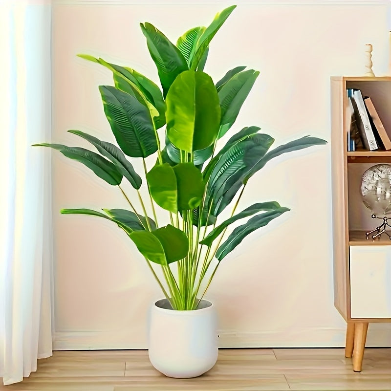 Arbusto artificial de plátano gigante de 4 estaciones de 47,24 pulgadas - 24 hojas grandes, 11,81 pulgadas, ideal para hogar, hotel, oficina, bodas, fiestas, decoración de porches, jardines de cajas de ventanas, perfecto para el Día de Acción de Gracias