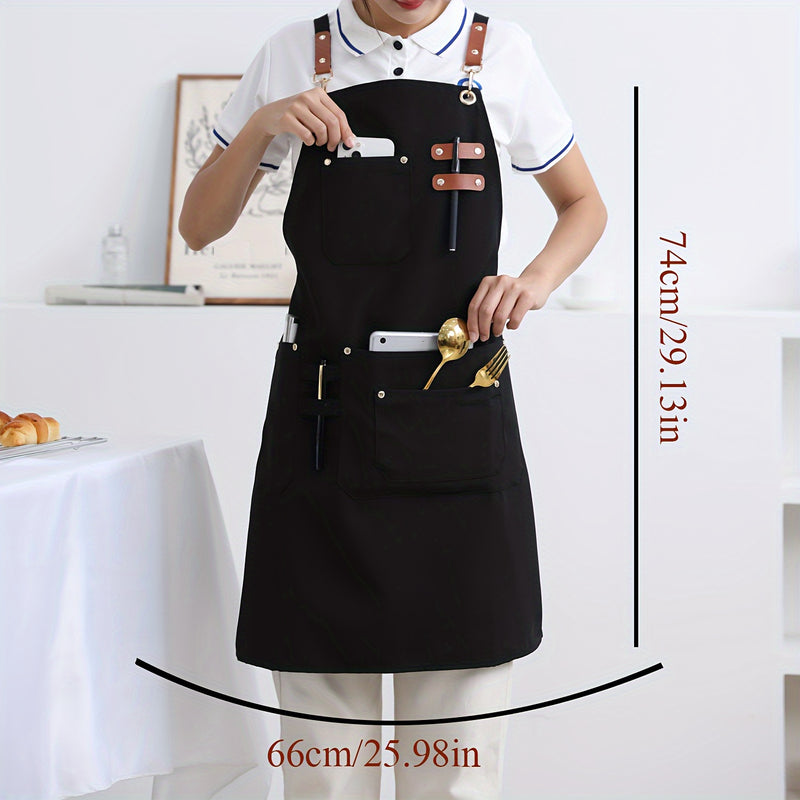1 delantal de lona con cuatro bolsillos, perfecto para restaurantes, cocinas caseras, tiendas de té con leche, floristerías, cafeterías, panaderos, jardineros, delantales de cintura para hombres y mujeres, ropa de trabajo