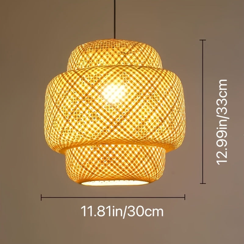 Sombrilla de lámpara tejida en bambú estilo chino para sala de té de hotel, adecuada para reemplazar la sombrilla antigua E26/E27