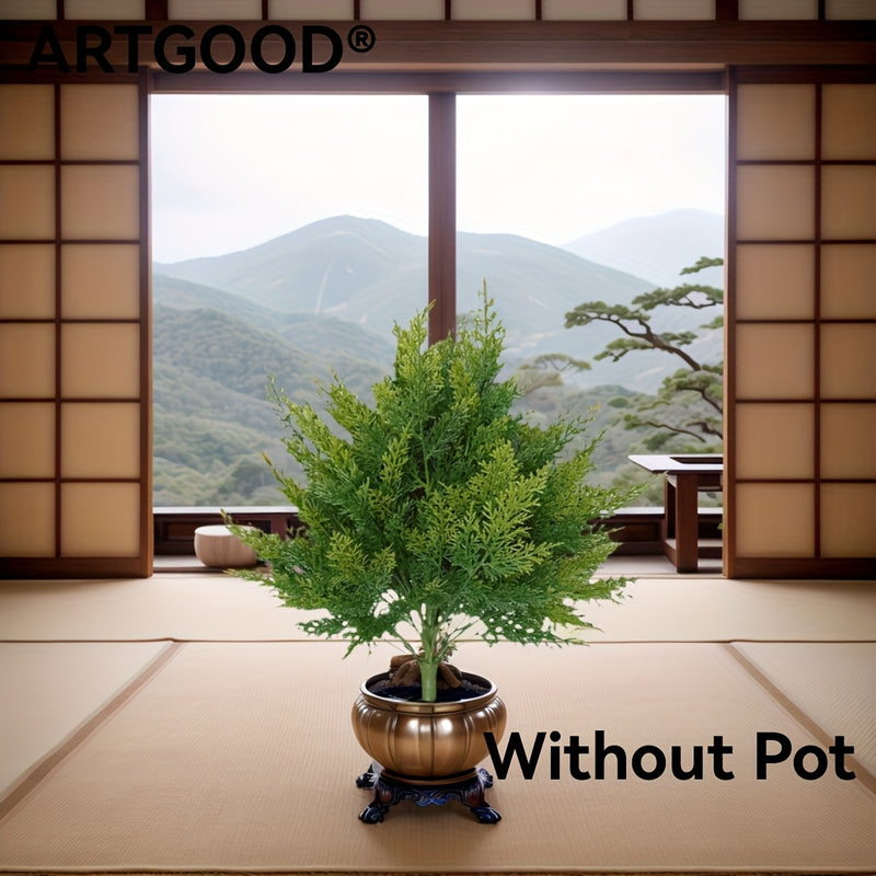 3 piezas de ARTGOOD, ramas de cedro artificial con estacas, 23,62" de verdor para el hogar, jardín, decoración de bodas, ramas de pino falso grandes para uso interior y exterior (sin maceta incluida)
