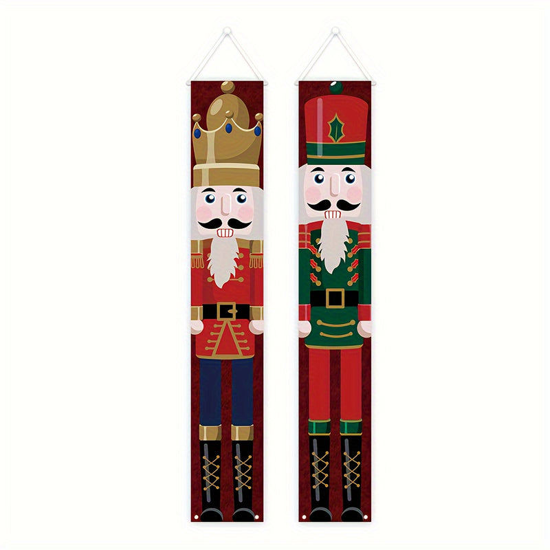 Banderines navideños con diseño de nuez, decoración para puerta de exterior, 179.83 cm x 29.97 cm, tela de poliéster, adornos colgantes festivos