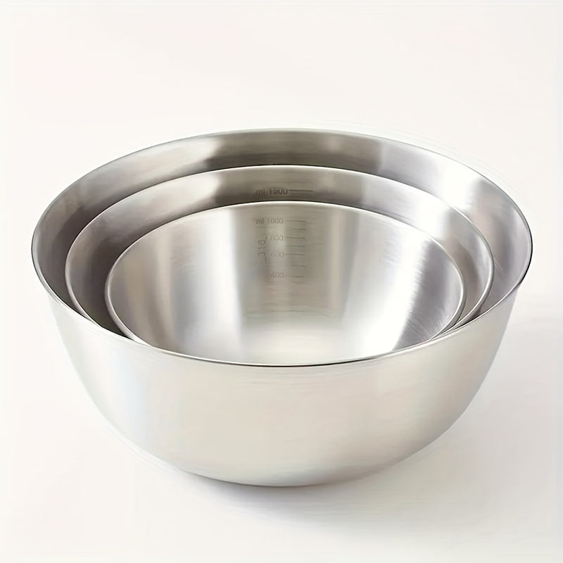 3 piezas, utensilios de cocina, accesorios para servir, tazones de acero inoxidable duraderos, cuencos para ensaladas, fáciles de preparar y guardar