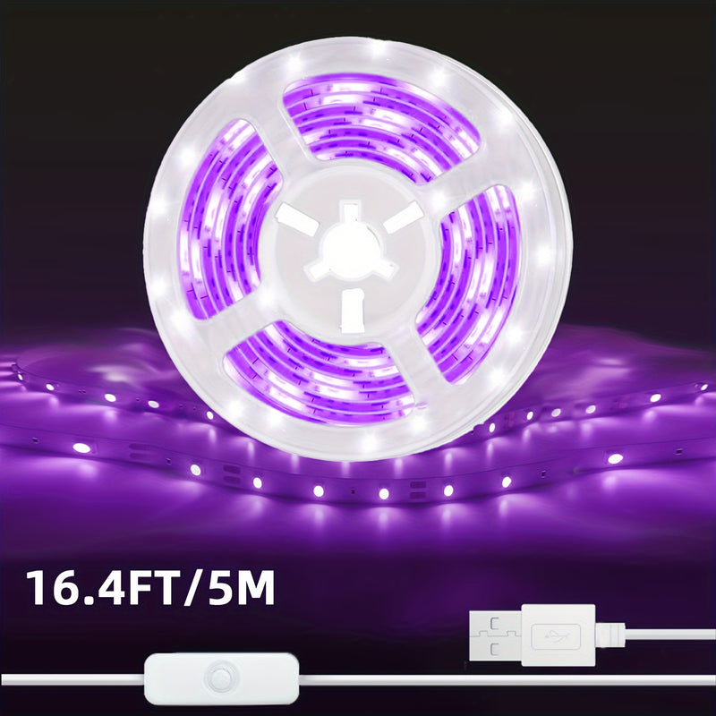Tira de luces LED de 10.0 metros con alimentación USB, interruptor de llave, control por botón, luz púrpura y azul de 5V para protección ocular, decoración flexible para fiestas, Navidad, Halloween, cumpleaños, vitrinas e iluminación de carteles fluoresc