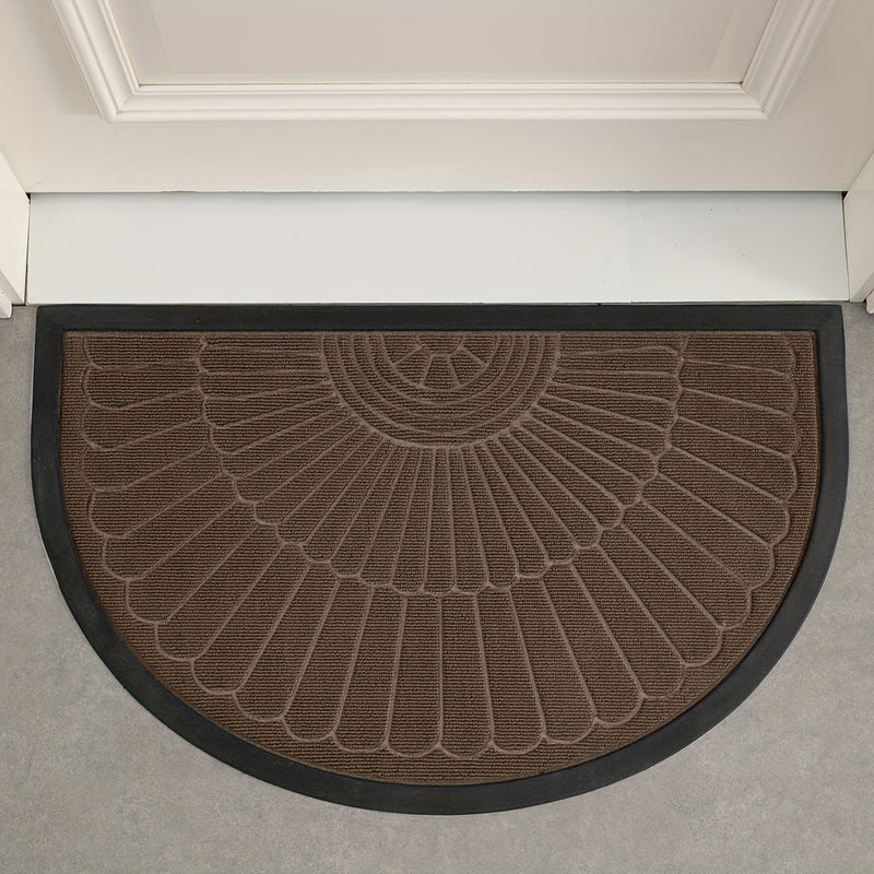 Tapete de entrada resistente, 1 pieza, semicircular, para interior y exterior, alfombra de bienvenida, duradera, perfil bajo, ideal para entrada, patio, garaje y áreas de mucho tráfico, decoración navideña, regalo de Navidad