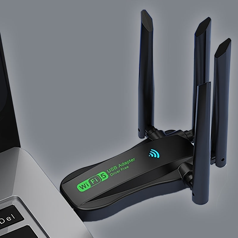 Tarjeta WiFi Doble Banda de VszaPower 1300Mbps 2.4G/5.8G con USB 3.0 y 4 Antenas de Alta Ganancia, Conectar y Listo, Sin Controladores Necesarios, Portátil para PC, Laptop y Escritorio, Actualización de Red Doméstica, Conectividad Plug and Play | Adaptad