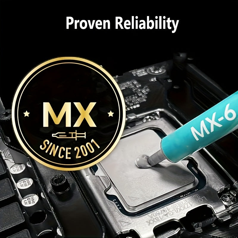 Pasta térmica de alto rendimiento MX-6, 4g - Conductividad térmica ultra para CPU/GPU, ideal para enfriamiento de electrónicos de precisión, pasta para enfriar CPU | Diseño elegante | Pasta térmica duradera