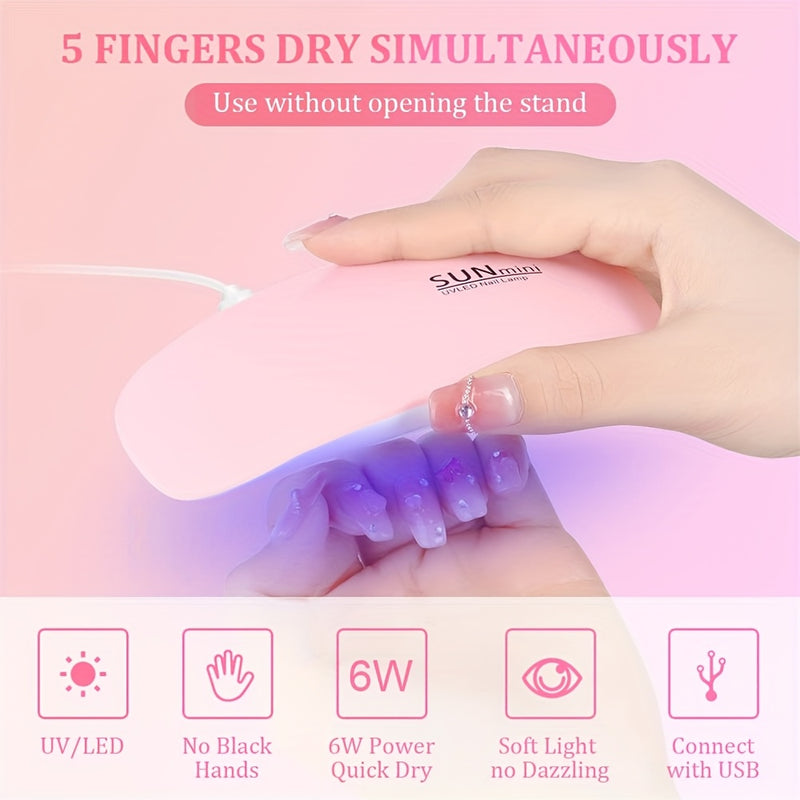 Linterna Compacta para Uñas, Luz de Curado de Gel LED, Secador de Manicura para Salón y Hogar, Curado Rápido para Uñas DIY