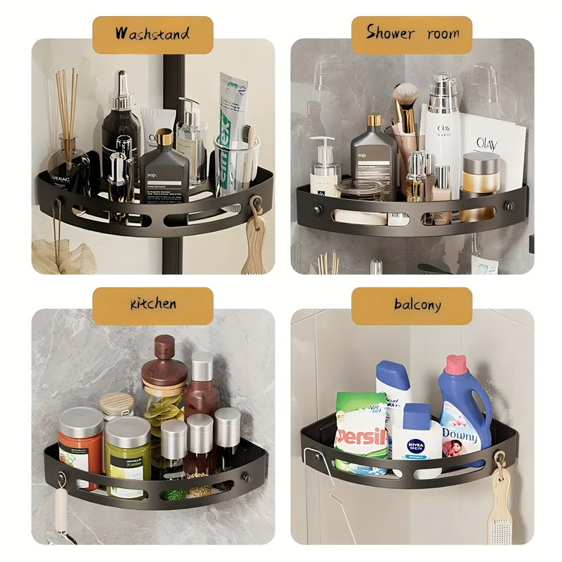 2 estantes de esquina plásticos modernos - Organizadores de baño sin instalación, soportes para lavabo, inodoro y ducha, ahorradores de espacio, diseño minimalista, organizador eficiente