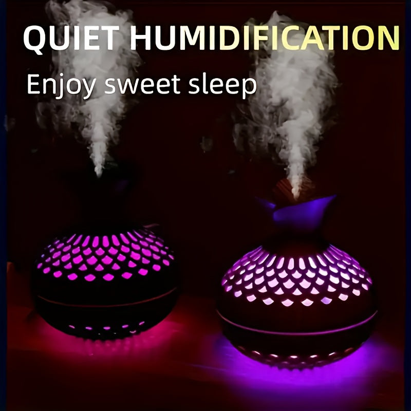 Difusor de aromaterapia de gran capacidad con diseño en madera real, alimentado por USB, iluminación suave para mejorar la calidad del aire, ideal para sala y dormitorio
