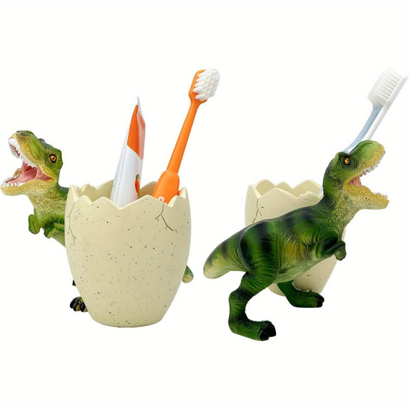 Llavero de cepillo de dientes de dinosaurio lindo - Diseño de resina fácil de limpiar para baño y, ideal para cepillos de dientes y papelería, organizador de baño | Diseño juguetón | Llavero de cepillo de dientes duradero, accesorios de baño de dinosaurio