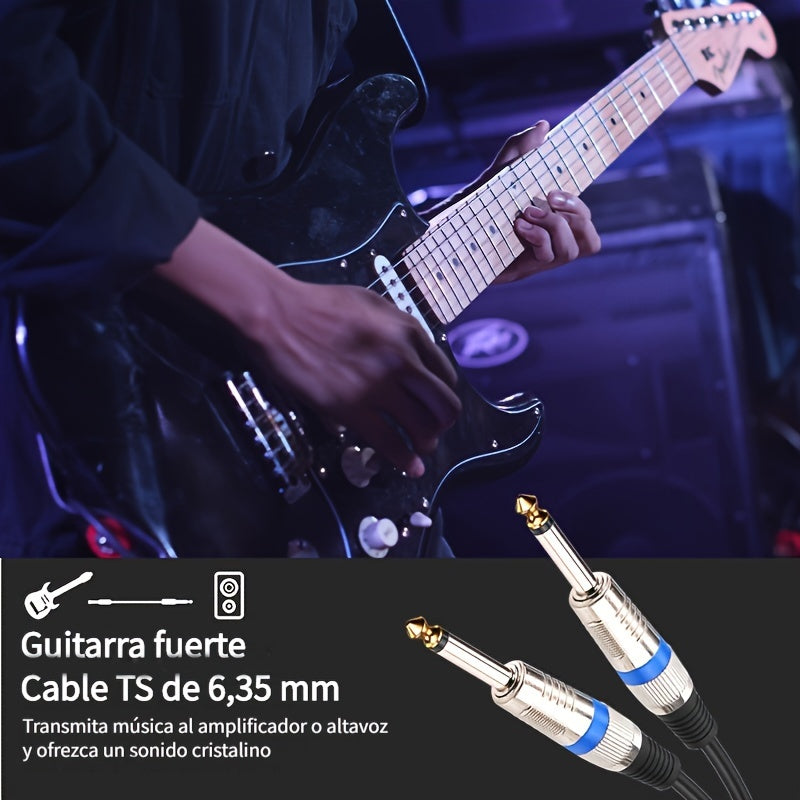Cable de audio profesional i-zclive Mono 6.35mm a 6.35mm, doble capa blindada de cobre libre de oxígeno, carcasa de aleación de zinc, conectores bañados en oro, conector redondo macho a macho de 1/4" TS para guitarra eléctrica, bajo, altavoces - Cable Et
