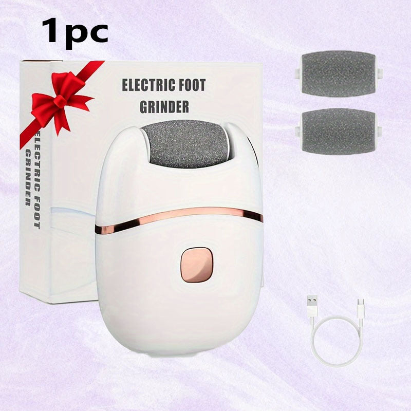 Un desmastrillador eléctrico con 2 cabezas de molienda, diseñado para uso doméstico para eliminar la piel muerta, eliminar, embellecer los pies y condiciones de los pies, adecuado para adultos, una herramienta de cuidado de los pies para viajes familiare