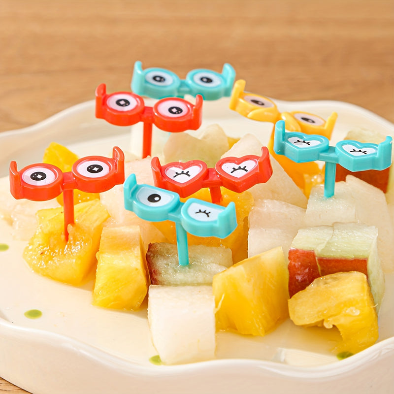 Juego de 8 tenedores desechables de frutas con diseño de caricatura, material ABS, ideal para uso en el hogar