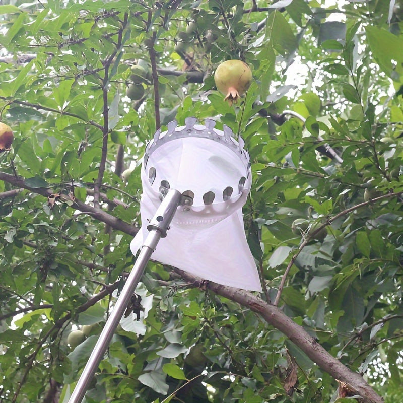 1pc Herramienta Recogedor de Frutas Metálica, Palo Telescópico No Incluido, Alcance Alto para Dátiles, Nueces y Caquis - Accesorio Fácil para Cosecha en Jardinería
