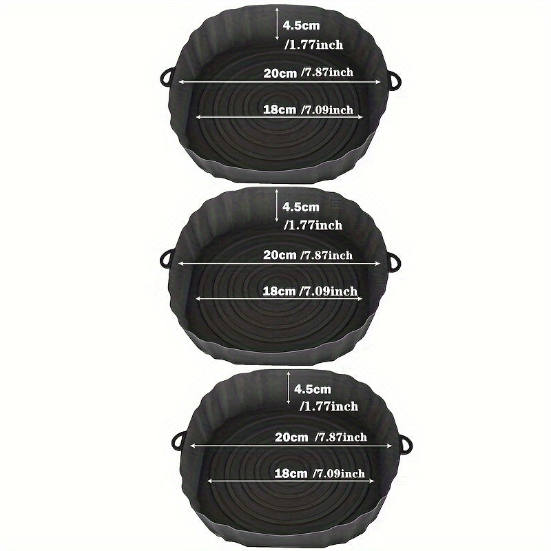 3 piezas de fundas de silicona para freidor de aire de 7,09 pulgadas, cestas reutilizables antiadherentes, accesorios para horno, fundas para sartenes, gadgets de cocina, cocina en casa.