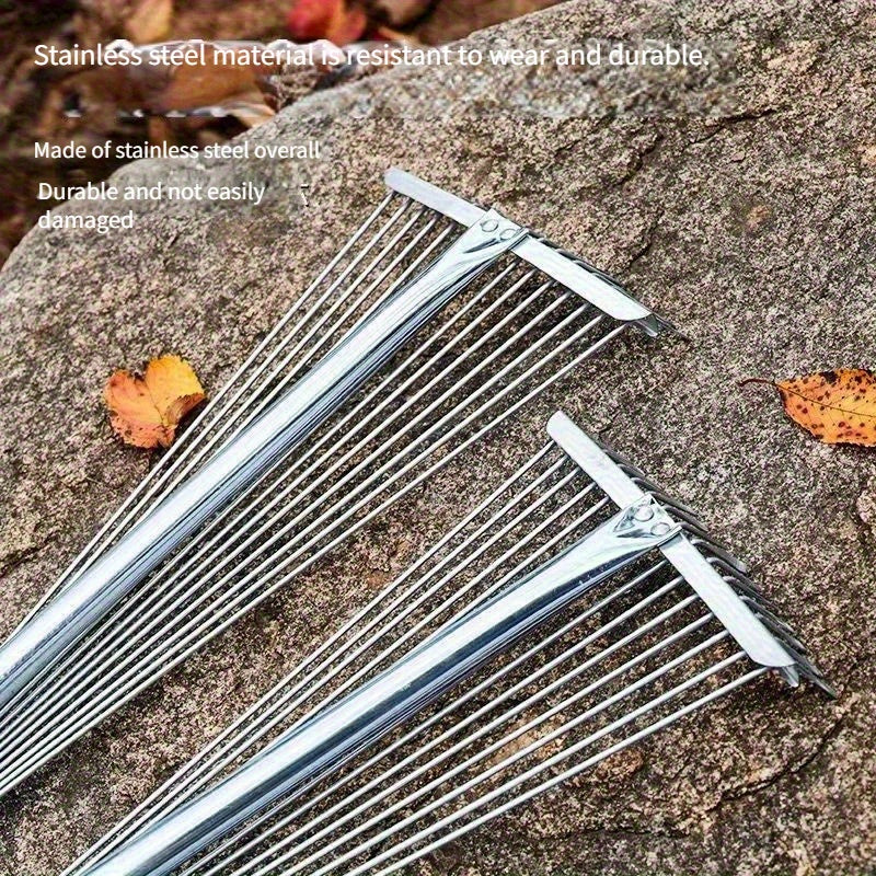 Recogedor de hojas telescópico de acero inoxidable compacto - Cabeza ajustable para limpieza de césped y jardín, recogedor de jardín de metal duradero para eliminación de hojas y malezas