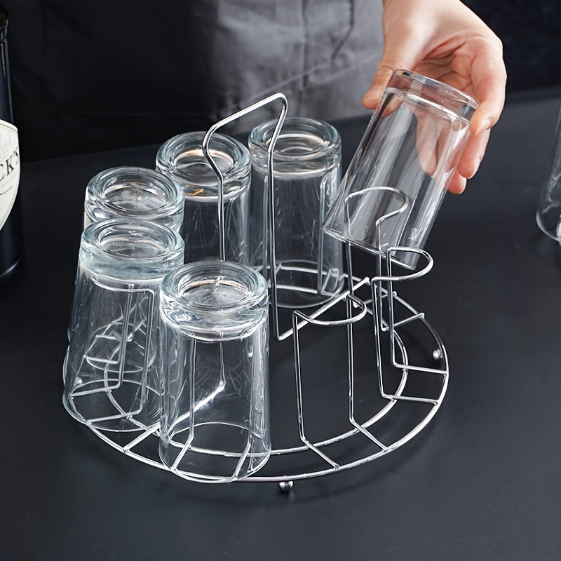 Soporte Elegante para Tazas de Acero Inoxidable Alto - Organizador de Vasos, Organizador con Drenaje, Escurridor de Cristales y Tazones para Encimera de Cocina en Casa o Bar
